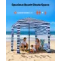 VEVOR Beach Cabana, 1,83 x 1,83 m strandhytte med sidevæg, UPF 50+ beskyttelse Nem opsætning Cabana telt med sandlommer, port