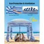Beach Cabana, 1,83 x 1,83 m strandhytte med sidevæg, UPF 50+