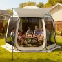 VEVOR Screen House Tent, 3030 x 2650 x 2300 mm, 4-8 Person Pop Up Screen Tent with Extended Awning, Portable Screened in Canopy 
