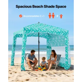 Beach Cabana, 1,83 x 1,83 m strandhytte med sidevæg, UPF 50+