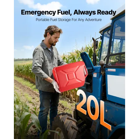 VEVOR Metal Fuel Container, 20 L, Fuel Jerry Can with Spout and Comfort Handle, 6 L/min Max Flow Rate, Leakproof & Corrosion-res