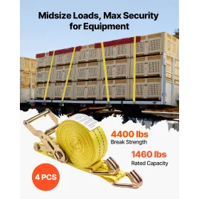 VEVOR Ratchet Straps, 38.1 mm x 6.1 m, Heavy Duty Tie Down Straps with Double J Hook, 2000 kg Break Strength, Carry Bag, Tie Dow