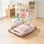 5-in-1 Baby Walker, Folding Baby Activity Center on Wheels, Height Adjustable Rocker Bouncer Walker with Comfortable High-Back S