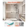 VEVOR Fixed Glass Brusepanel, 864 x 1870 mm Semi-Framed Fixed Shower Screen, 8 mm tyk Klar, hærdet glasdør med bund