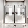 Fixed Glass Shower Panel, 864 x 1870 mm Semi-Framed Fixed Shower Screen, 8 mm Thick Clear Tempered Glass Door with Bottom Seal S