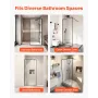 Fixed Glass Shower Panel, 864 x 1870 mm Full-Framed Fixed Shower Screen, 8 mm Thick Clear Tempered Glass Door with Bottom Seal S