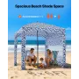 VEVOR Beach Cabana, 1,83 x 1,83 m strandhytte med sidevæg, UPF 50+ beskyttelse Nem opsætning Cabana telt med sandlommer, stor