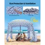 Beach Cabana, 1.83 x 1.83 m Beach Canopy with Side Wall, UPF 50+ Protection Easy Setup Cabana Tent with Sand Pockets, Large Outd