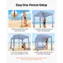 Beach Cabana, 1.83 x 1.83 m Beach Canopy with Side Wall, UPF 50+ Protection Easy Setup Cabana Tent with Sand Pockets, Large Outd