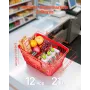 Shopping Baskets, 12 PCS, 21L Stackable PE Plastic Grocery Baskets with Metal Handles, Dense Mesh Structure, Holds up to 9.07kg,