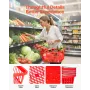 VEVOR Shopping Baskets, 12 PCS, 21L Stackable PE Plastic Grocery Baskets with Metal Handles, Dense Mesh Structure, Holds up to 9