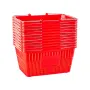 Shopping Baskets, 12 PCS, 21L Stackable PE Plastic Grocery Baskets with Metal Handles, Dense Mesh Structure, Holds up to 9.07kg,