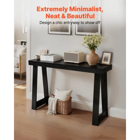 118 cm Console Table, Modern Desk Behind the Couch, Wooden Rectangle Entrance Desk, Narrow Long Sofa Table Accent Stand for Hall