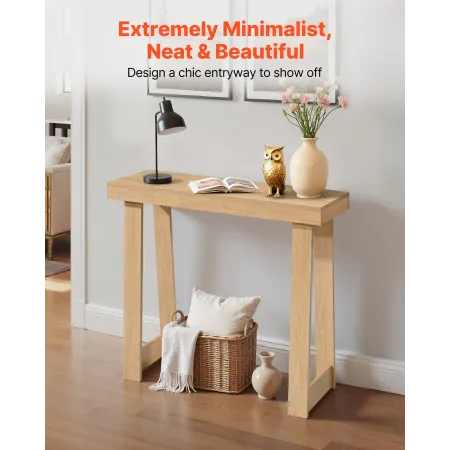 91.5 cm Console Table, Modern Desk Behind the Couch, Wooden Rectangle Entrance Desk, Narrow Long Sofa Table Accent Stand, Ideal 
