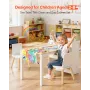 VEVOR Kids Art Table and Chair Set, Toddler Craft Table with 3 Tiers Storage Cabinet, Wooden Kids Activity Play Desk with 2 Chai