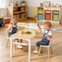VEVOR Kids Art Table and Chair Set, Toddler Craft Table with 3 Tiers Storage Cabinet, Wooden Kids Activity Play Desk with 2 Chai