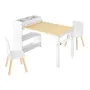 Kids Art Table and Chair Set, Toddler Craft Table with 3 Tiers Storage Cabinet, Wooden Kids Activity Play Desk with 2 Chairs, Ar