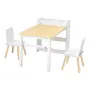 Kids Art Table and Chair Set, Toddler Craft Table with 3 Tiers Storage Cabinet, Wooden Kids Activity Play Desk with 2 Chairs, Ar