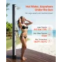 35L Solar Heated Shower, 195cm Showerhead Height Outdoor Shower, with Foot Faucet & Soap Box Rack, Hot & Cold Water Adjustment, 