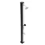35L Solar Heated Shower, 195cm Showerhead Height Outdoor Shower, with Foot Faucet & Soap Box Rack, Hot & Cold Water Adjustment, 