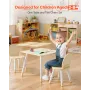 VEVOR Kids Table and 2 Chairs Set, Toddler Table and Chair Set with Rounded Edge Design & Graffiti Desktop, Wooden Desk for Art,