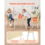 Kids Table and 2 Chairs Set, Toddler Table and Chair Set with Rounded Edge Design & Graffiti Desktop, Wooden Desk for Art, Craft