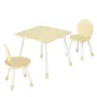 Kids Table and 2 Chairs Set, Toddler Table and Chair Set with Rounded Edge Design & Graffiti Desktop, Wooden Desk for Art, Craft