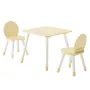 Kids Table and 2 Chairs Set, Toddler Table and Chair Set with Rounded Edge Design & Graffiti Desktop, Wooden Desk for Art, Craft