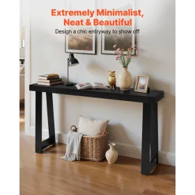 VEVOR 140 cm konsolbord, moderne skrivebord bag sofaen, trærektangel-indgangsbord, smalt langt sofabord med accentstativ, I