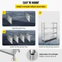 Stainless Steel Shelving, 118.9 x 47 cm 4 Tier Adjustable Shelf Storage Unit, Stainless Steel Heavy Duty Shelving for Kitchen Co