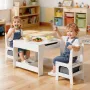 VEVOR Kids Table and 2 Chairs Set, Toddler Table and Chair Set with Storage Space under the Table, Cloth Storage Box under the C
