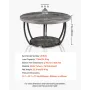 Coffee Table, Modern Round Coffee Table, 2 Tiers Wooden Circle Center Desk with Open Storage, Minimalist Sturdy Metal Frame Acce