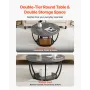 Coffee Table, Modern Round Coffee Table, 2 Tiers Wooden Circle Center Desk with Open Storage, Minimalist Sturdy Metal Frame Acce