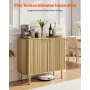 Coffee Bar Cabinet, Mid Century Fluted Coffee Bar Table with 2-Tier Storage, Buffet Stand Cabinet with 2 Barn Door, Sideboard Bu