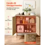 Coffee Bar Cabinet, Mid Century Fluted Coffee Bar Table with 2-Tier Storage, Buffet Stand Cabinet with 2 Barn Door, Sideboard Bu