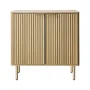 Coffee Bar Cabinet, Mid Century Fluted Coffee Bar Table with 2-Tier Storage, Buffet Stand Cabinet with 2 Barn Door, Sideboard Bu