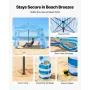 Beach Cabana, 1.83 x 1.83 m Beach Canopy with Side Wall, UPF 50+ Protection Easy Setup Cabana Tent with Sand Pockets, Portable S