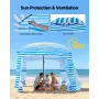 Beach Cabana, 1.83 x 1.83 m Beach Canopy with Side Wall, UPF 50+ Protection Easy Setup Cabana Tent with Sand Pockets, Portable S