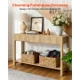 VEVOR 120 cm Console Table, Farmhouse Desk Behind the Couch with Drawers and Bottom Storage Shelf, Wooden Rectangle Entrance Nar