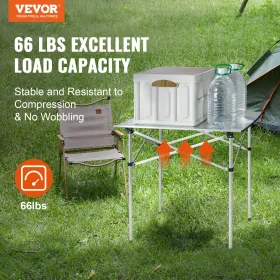 Folding Camping Table, Outdoor Portable Side Tables, Lightweight Fold Up Table, Aluminum Ultra Compact Work Table with Carry