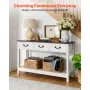 VEVOR 120 cm Console Table, Farmhouse Desk Behind the Couch with Drawers and Bottom Storage Shelf, Wooden Rectangle Entrance Nar