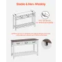 120 cm Console Table, Farmhouse Desk Behind the Couch with Drawers and Bottom Storage Shelf, Wooden Rectangle Entrance Narrow So