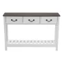 120 cm Console Table, Farmhouse Desk Behind the Couch with Drawers and Bottom Storage Shelf, Wooden Rectangle Entrance Narrow So