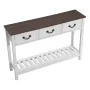 120 cm Console Table, Farmhouse Desk Behind the Couch with Drawers and Bottom Storage Shelf, Wooden Rectangle Entrance Narrow So