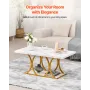 Coffee Table, Modern Faux Marble Coffee Table, 2-Tier Rectangle Center Desk with Geometric Legs, Minimalist Sturdy Metal Frame A