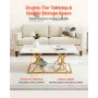 sofabord, moderne imiteret marmor sofabord, 2-lags rektangel