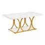 Coffee Table, Modern Faux Marble Coffee Table, 2-Tier Rectangle Center Desk with Geometric Legs, Minimalist Sturdy Metal Frame A