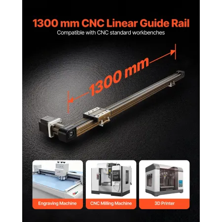 VEVOR lineær styreskinne, remtræk, CNC lineær bevægelsestrinaktuator, med Nema34 stepmotor, 1300 mm slaglængde
