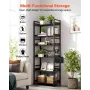 VEVOR Industrial Bookshelf, 6-Tier, Vintage Ladder Shelf Bookshelves and Bookcases, with Metal Frame, Book Organizer with Open S
