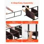Industrial Bookshelf, 6-Tier, Vintage Ladder Shelf Bookshelves and Bookcases, with Metal Frame, Book Organizer with Open Shelves